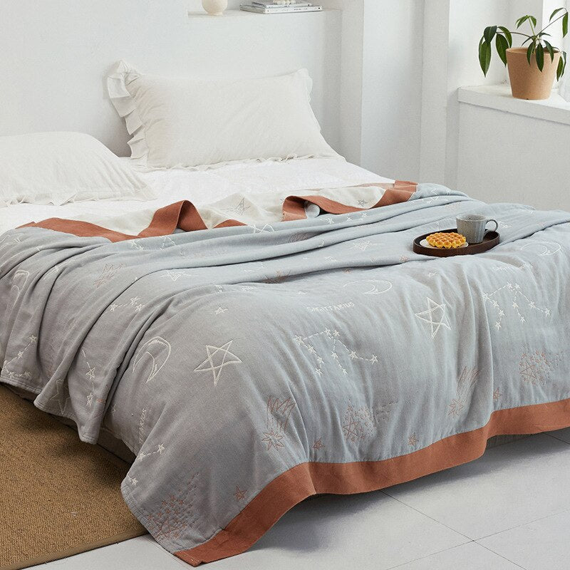All-Season Cotton Throw Blanket – Japanese-Inspired Coverlet for Bed, Couch & Home Comfort | Thomler