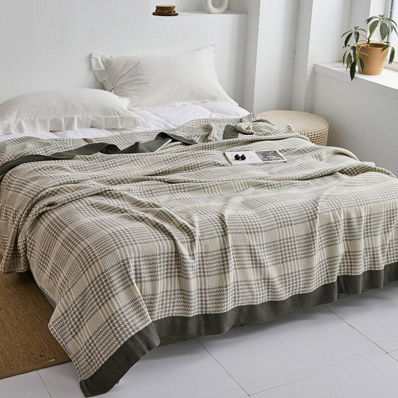 All-Season Cotton Throw Blanket – Japanese-Inspired Coverlet for Bed, Couch & Home Comfort | Thomler