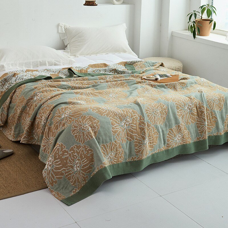 All-Season Cotton Throw Blanket – Japanese-Inspired Coverlet for Bed, Couch & Home Comfort | Thomler