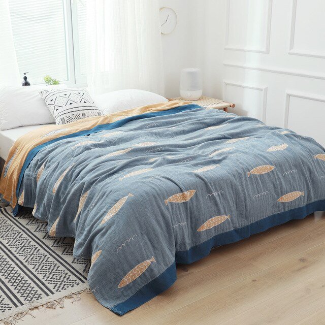 All-Season Cotton Throw Blanket – Japanese-Inspired Coverlet for Bed, Couch & Home Comfort | Thomler