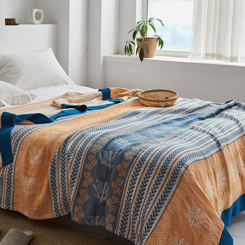 All-Season Cotton Throw Blanket – Japanese-Inspired Coverlet for Bed, Couch & Home Comfort | Thomler