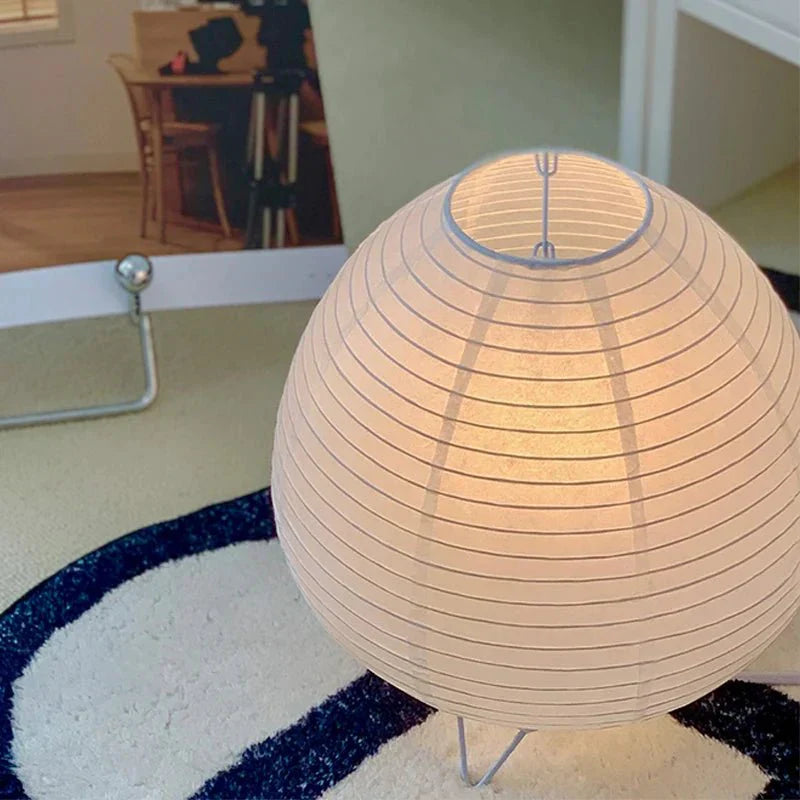 Table Lamp Paper Aluminium 21.0 x 23.0 cm Natural Bedroom Bedside Warm Light Japandi Living Room Reading Lamp | Thomler