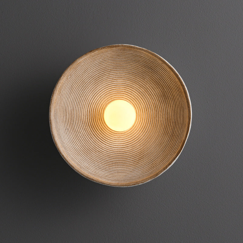 Round Wood & Resin Wall Sconce Light – LED Compatible E27 Socket – Minimalist Asian-Inspired Design for Living Room, Dining Room, Bar – 8 | Thomler