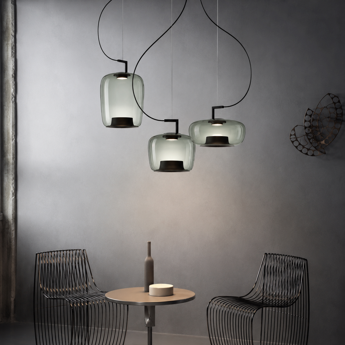 Glass Globe Pendant Light with Iron Frame & Adjustable Cord for Dining Room, Kitchen, Bar – Contemporary Hanging Fixture | Thomler