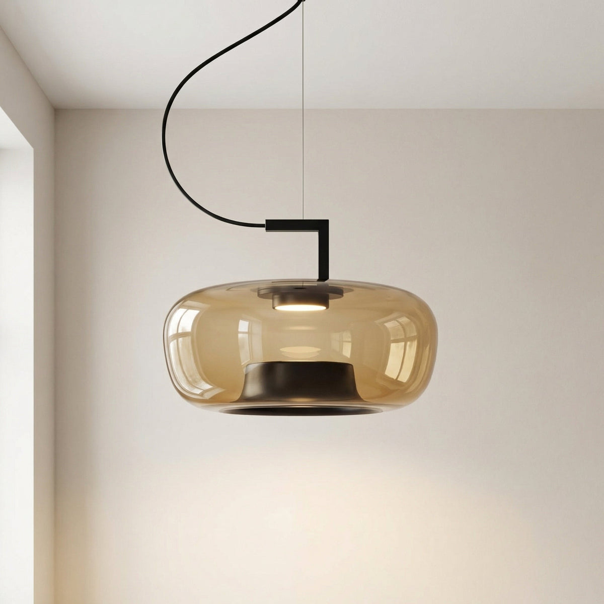 Glass Globe Pendant Light with Iron Frame & Adjustable Cord for Dining Room, Kitchen, Bar – Contemporary Hanging Fixture | Thomler