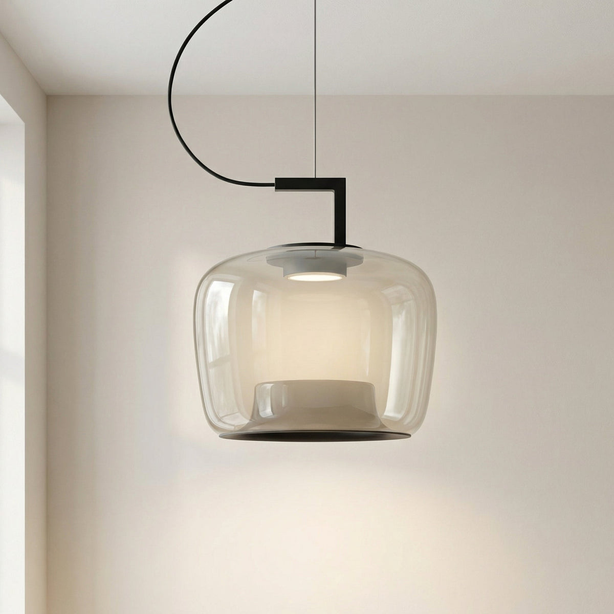 Glass Globe Pendant Light with Iron Frame & Adjustable Cord for Dining Room, Kitchen, Bar – Contemporary Hanging Fixture | Thomler