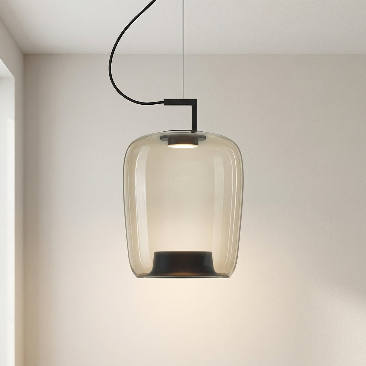 Glass Globe Pendant Light with Iron Frame & Adjustable Cord for Dining Room, Kitchen, Bar – Contemporary Hanging Fixture | Thomler