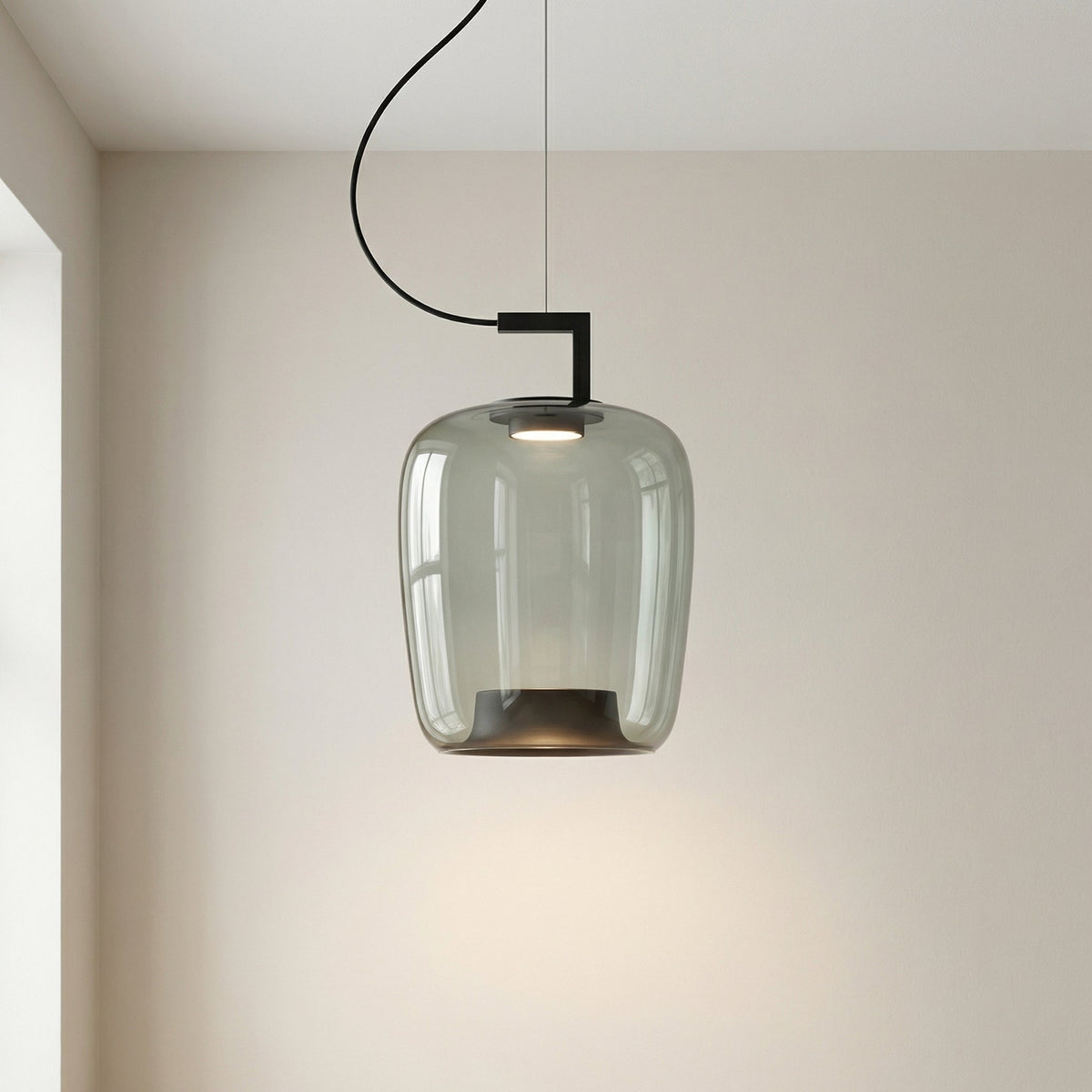 Glass Globe Pendant Light with Iron Frame & Adjustable Cord for Dining Room, Kitchen, Bar – Contemporary Hanging Fixture | Thomler