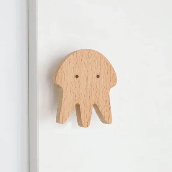Wall Hooks Wooden Animal Self Adhesive Natural Kids Bedroom Nursery Coat Bag Holders Scandinavian Decor | Thomler
