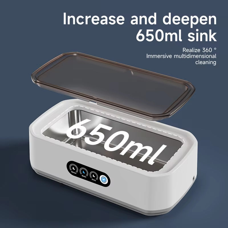 Ultrasonic Jewelry Cleaner 22oz Tank Sonic Vibration for Rings Glasses Watches Dentures 3 Timer Settings Quiet Operation Stainless Steel | Thomler