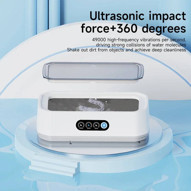 Ultrasonic Jewelry Cleaner 22oz Tank Sonic Vibration for Rings Glasses Watches Dentures 3 Timer Settings Quiet Operation Stainless Steel | Thomler
