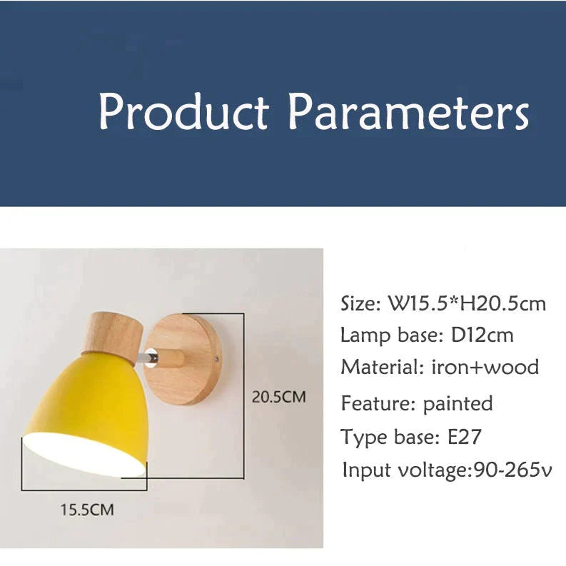 Wall-Mount Reading Sconce with Wood Accent & Adjustable Arm for Bedroom, Living Room & Home Office | Thomler