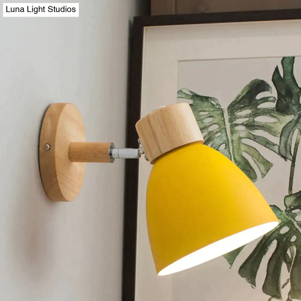 Wall-Mount Reading Sconce with Wood Accent & Adjustable Arm for Bedroom, Living Room & Home Office | Thomler