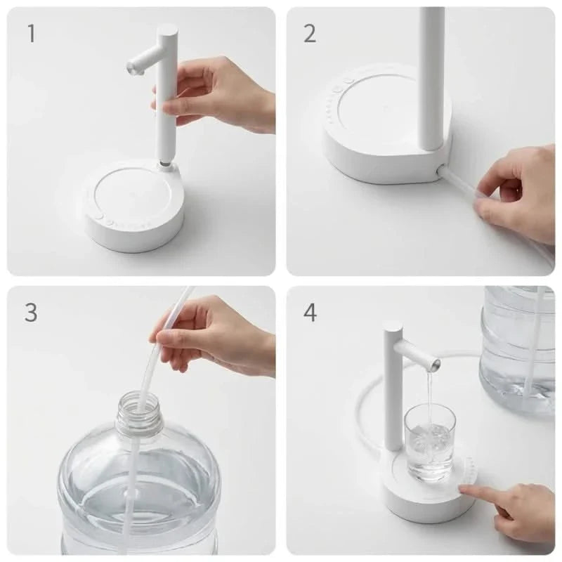 Rechargeable Electric Water Bottle Pump Dispenser for Desk, Office & Home Use – Adjustable Flow Speed, Drip Tray, USB Charging | Thomler
