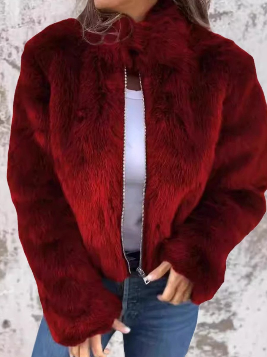Women's Plush Zip-Front Puffer Coat – Cozy Insulated Outerwear for Cold Weather | Thomler