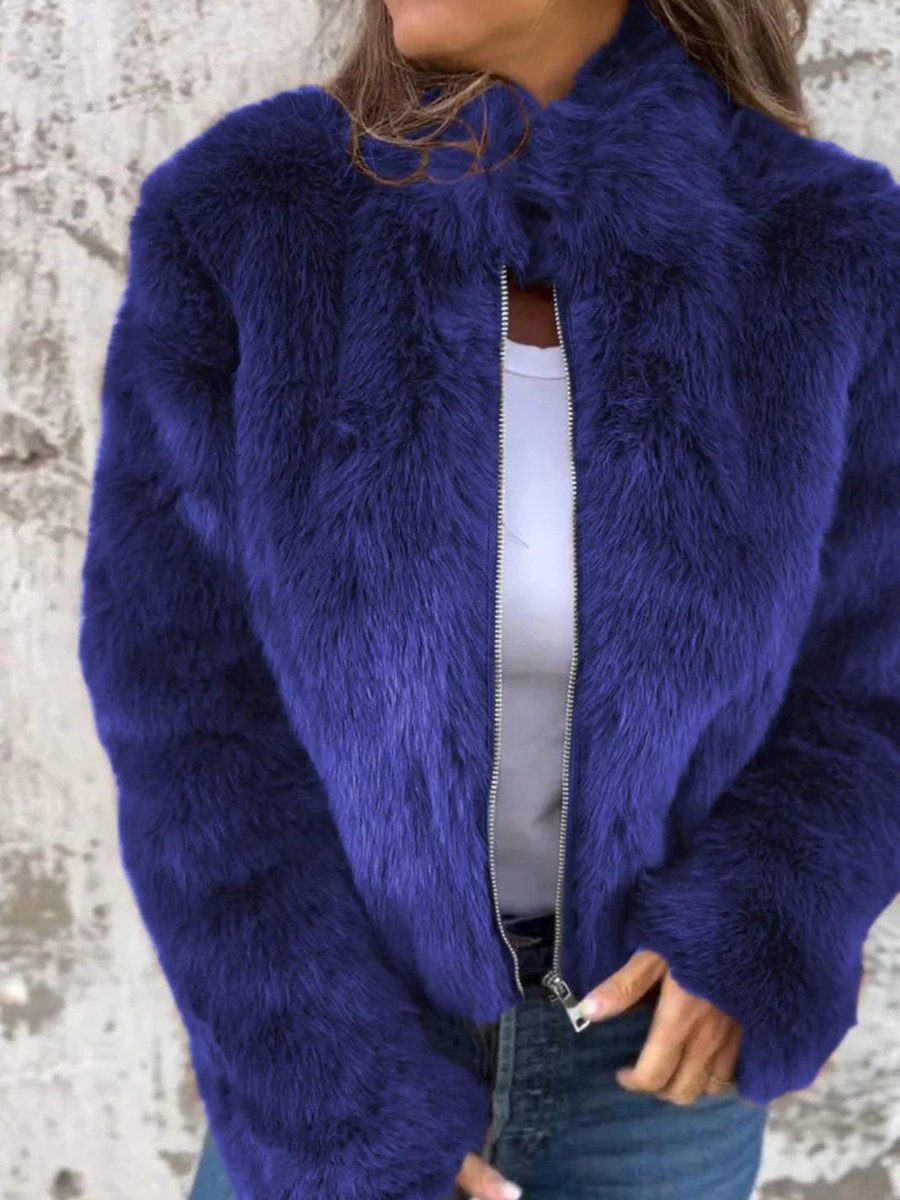 Women's Plush Zip-Front Puffer Coat – Cozy Insulated Outerwear for Cold Weather | Thomler