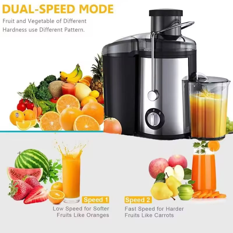 High-Power Centrifugal Juice Extractor with Wide-Mouth Feeder & 2-Speed Control for Whole Fruits & Vegetables – 800W Motor | Thomler