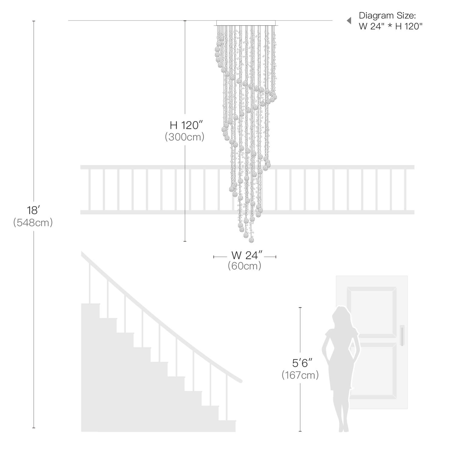 Hanging Raindrop Chandelier with Multi-Tier Clear Faceted Beads & Polished Metal Canopy for Foyer & Stairwell | Thomler