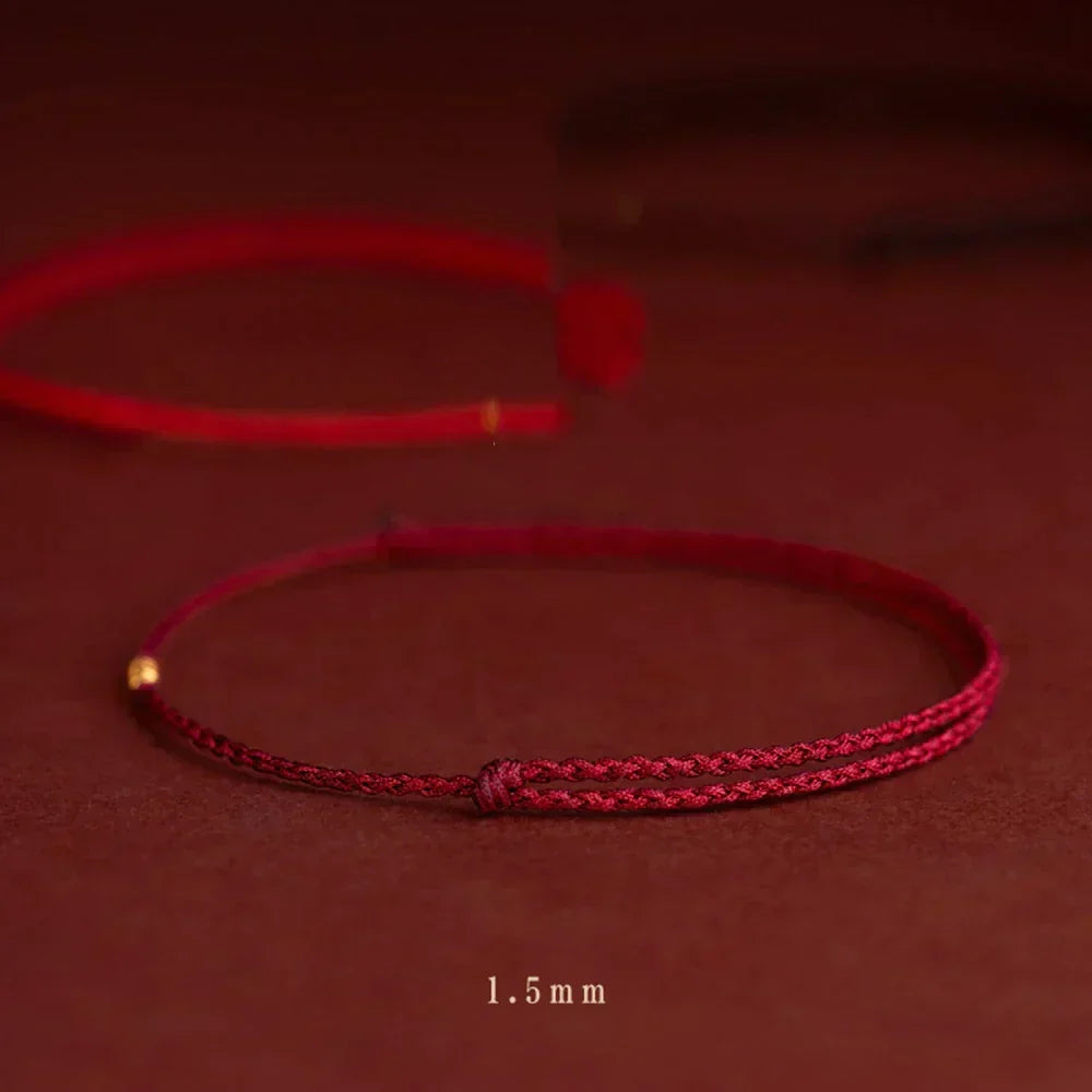 Adjustable Red String Bracelet with Protective Beads for Spiritual Defense & Good Luck Charm | Handcrafted Cord Jewelry | Thomler