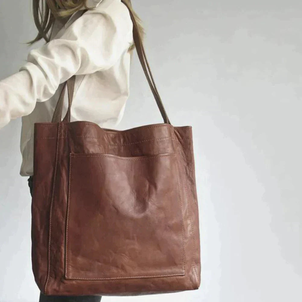 Women's Faux Leather Handbag with Interior Organizer Pockets | Versatile Tote for Work & Everyday | Structured Shoulder Bag in Classic | Thomler