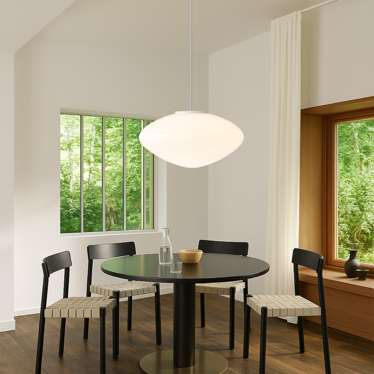Modern Nordic Pendant Light with LED – Adjustable Height Metal & Glass Ceiling Lamp for Kitchen Island, Dining Room, Living Room | Thomler