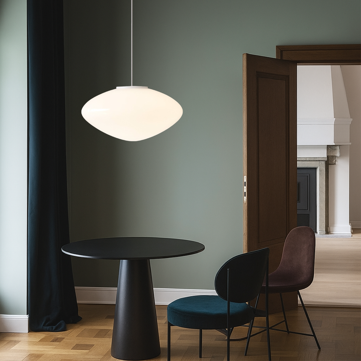 Modern Nordic Pendant Light with LED – Adjustable Height Metal & Glass Ceiling Lamp for Kitchen Island, Dining Room, Living Room | Thomler