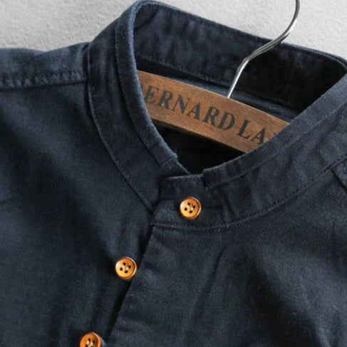 Men's Cotton Linen Button-Down Shirt – Traditional Asian Inspired Design for Casual & Semi-Formal Wear | Thomler