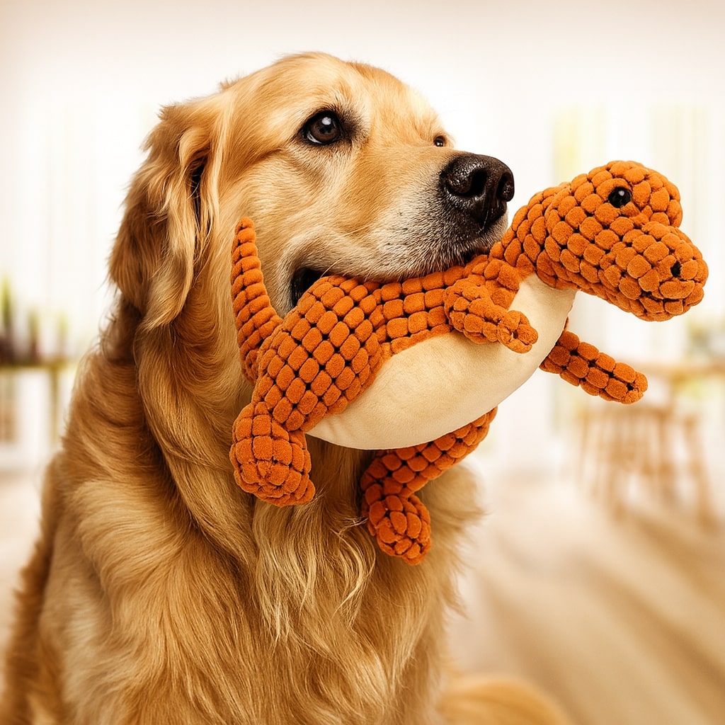 Dinosaur Dog Chew Toy - Heavy Duty Plush for Aggressive Chewers - Dental Care & Interactive Play for Puppies & Large Dogs | Thomler