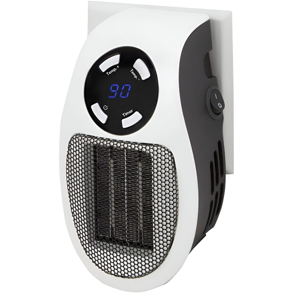 Plug-In Ceramic Space Heater with Digital Display & Timer for Bedroom, Bathroom, Office – Compact Wall Outlet Heater with Adjustable | Thomler