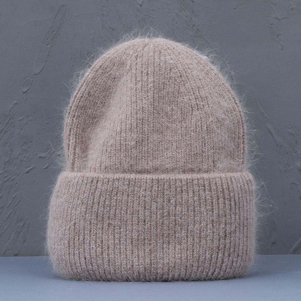 Women's Vertical Rib Knit Winter Hat with Folded Cuff – Stretchy, No-Logo Everyday Cap for Cold Weather | Thomler