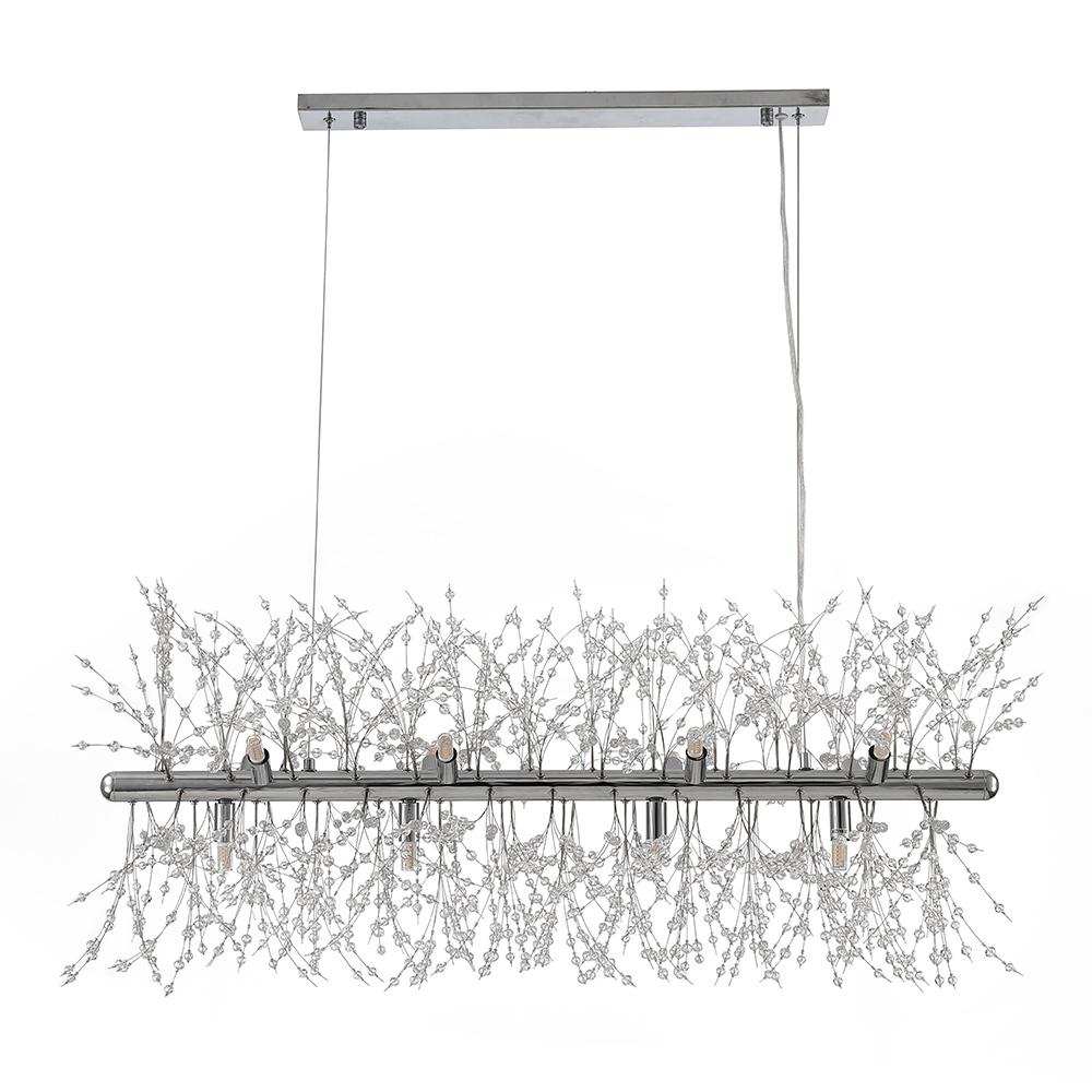 Pendant Light Metal Crystal 92.0 cm 12 Light Gold Chrome Dining Table Kitchen Island Ceiling Lighting | Thomler