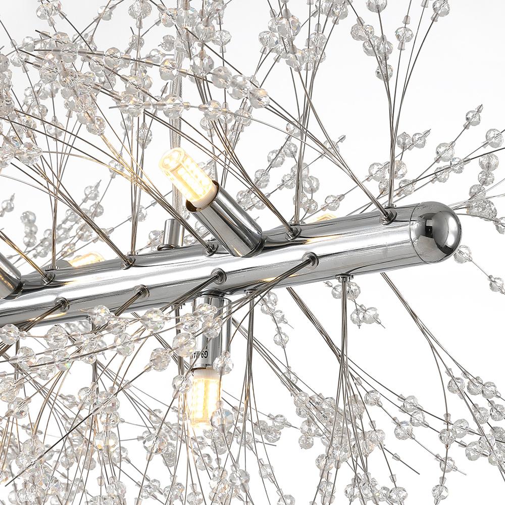 Pendant Light Metal Crystal 92.0 cm 12 Light Gold Chrome Dining Table Kitchen Island Ceiling Lighting | Thomler