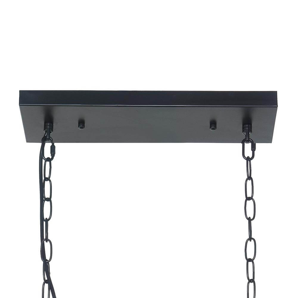 Pendant Light Crystal Glass 90.0 cm Black 5 Light Kitchen Island Dining Table Rectangular Ceiling Hanging Fixture | Thomler
