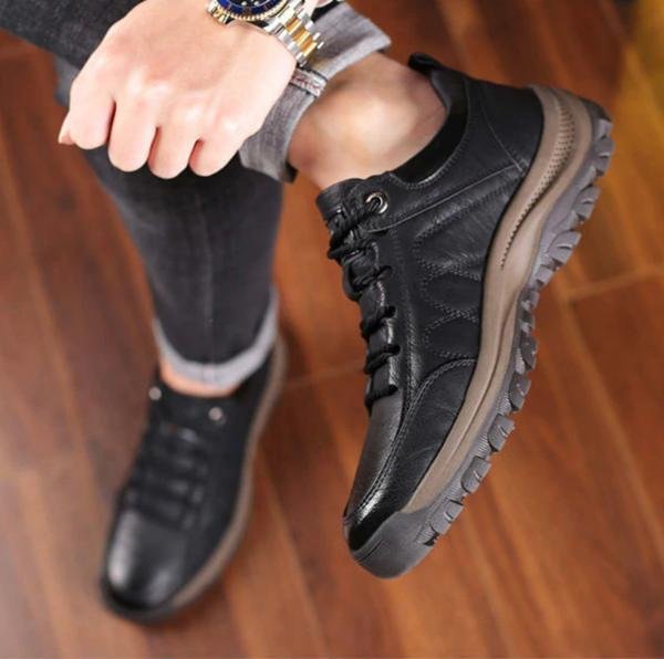 Men's Waterproof Leather Shoes Orthopedic Support Slip Resistant Rubber Sole for All-Day Comfort Walking Work & Outdoor | Thomler