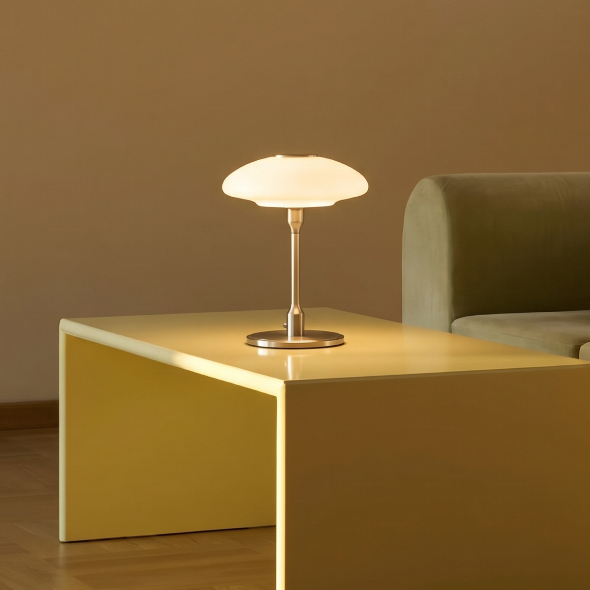 Modern Sculptural Table Lamp with Minimalist Metal & Glass Design for Nightstand, Desk & Side Table | Contemporary Nordic-Inspired Accent | Thomler