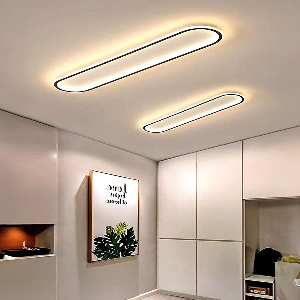 Ceiling Light Integrated LED Elongated Black White Hallway Bedroom Modern Flush Mount Fixture | Thomler