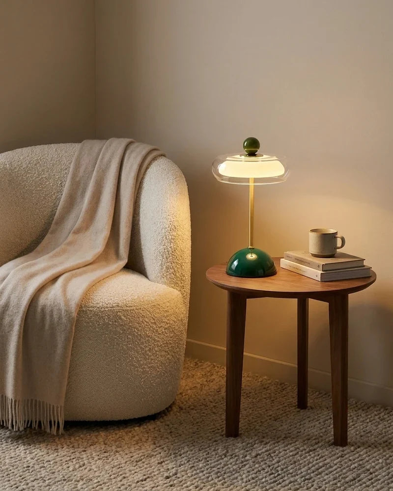 Rechargeable Mid-Century Modern Mushroom Desk Light with Touch Dimming & 3 Light Modes for Bedroom, Living Room & Office | Thomler