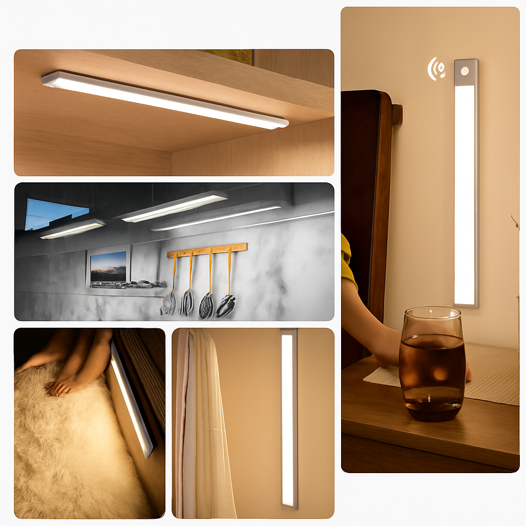 USB Rechargeable Motion Sensor LED Under Cabinet Light Stick, Magnetic Wireless Bar Light for Closet Pantry Kitchen Hallway Wardrobe | Thomler