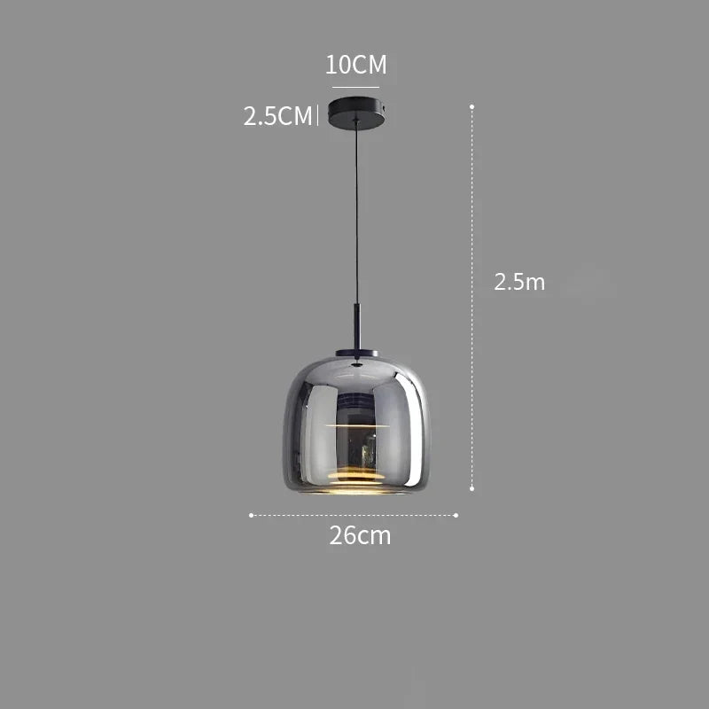 Pendant Light Glass 102.0 cm x 38.0 cm Cognac Or Smoke Grey Dining Room Kitchen Island Scandinavian Hanging Ceiling Lamp | Thomler