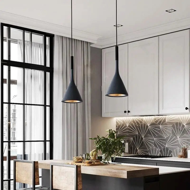 Pendant Light Aluminium E27 15.0 cm Black Kitchen Island Dining Table Adjustable Industrial Hanging Ceiling Lamp | Thomler