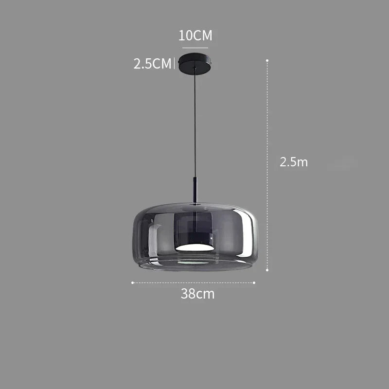 Pendant Light Glass 102.0 cm x 38.0 cm Cognac Or Smoke Grey Dining Room Kitchen Island Scandinavian Hanging Ceiling Lamp | Thomler