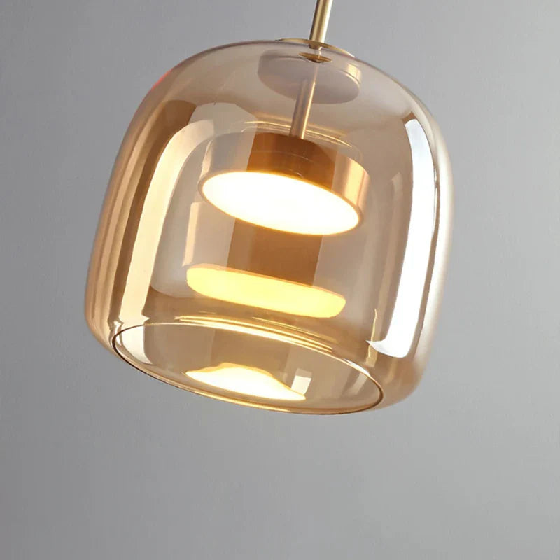 Pendant Light Glass 102.0 cm x 38.0 cm Cognac Or Smoke Grey Dining Room Kitchen Island Scandinavian Hanging Ceiling Lamp | Thomler