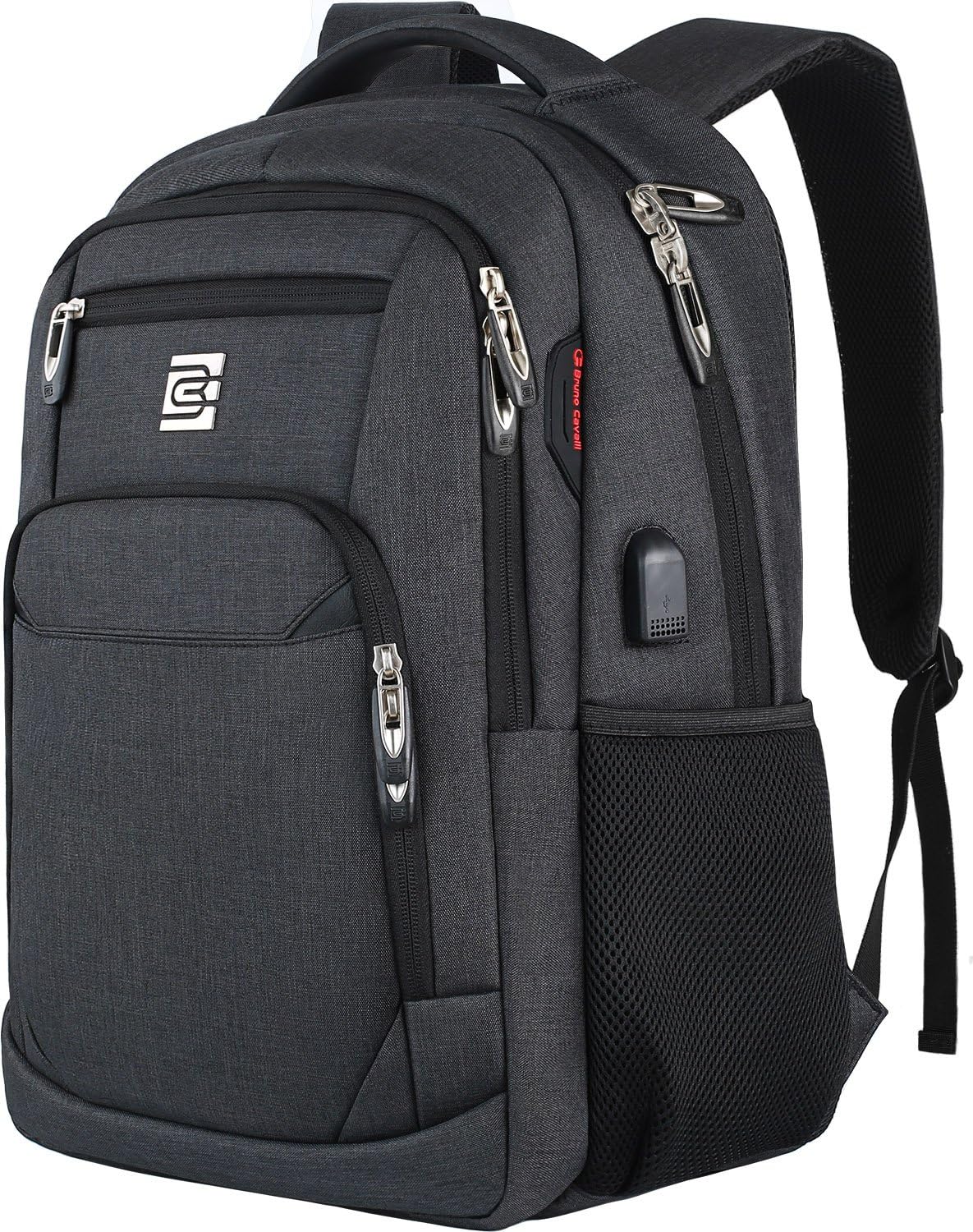 Tech Backpack for Laptops Up to 15.6 Inches with Integrated USB Power Port & Hidden Security Pocket | Polyester Daypack for College Students | Thomler