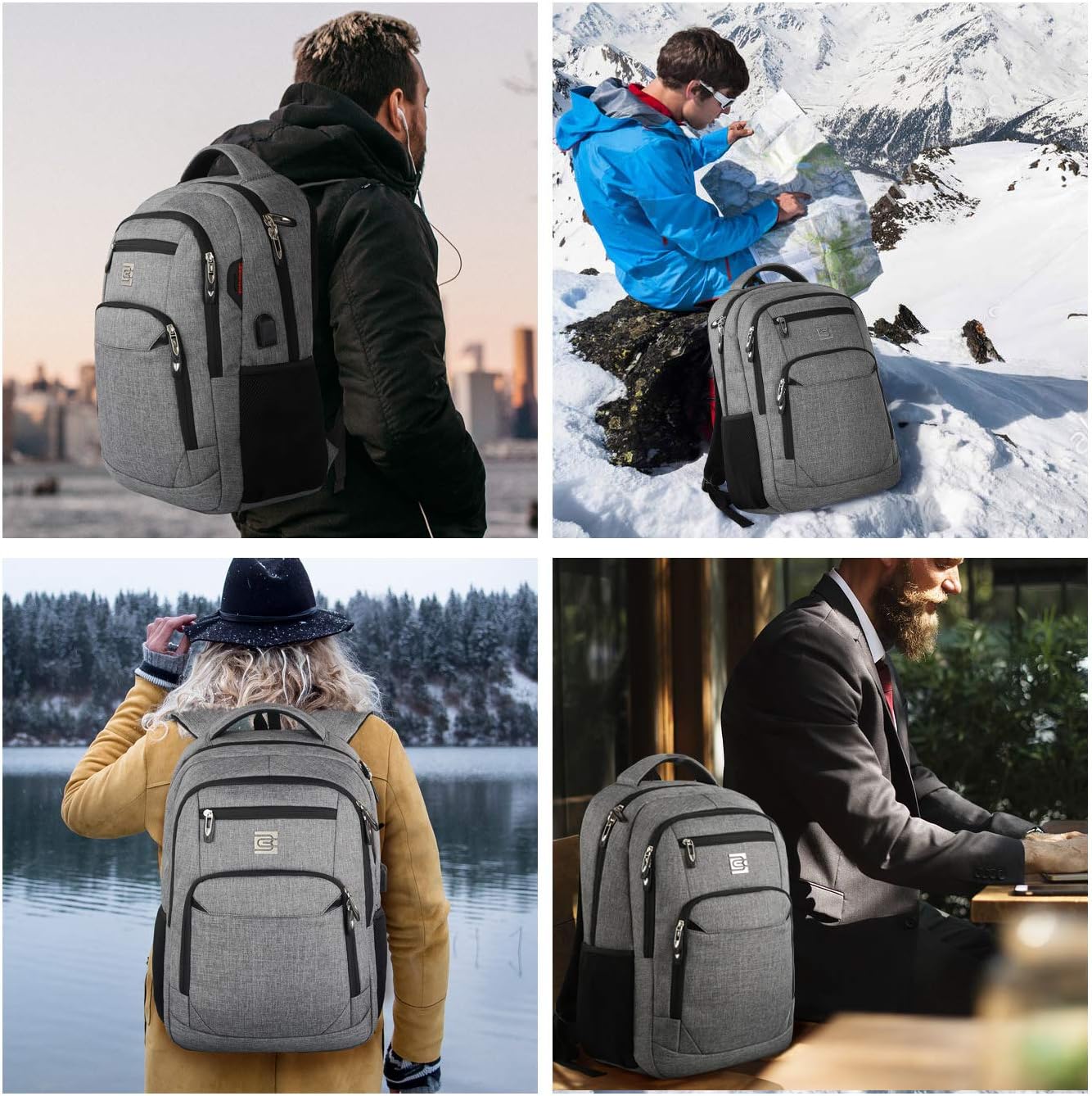 Tech Backpack for Laptops Up to 15.6 Inches with Integrated USB Power Port & Hidden Security Pocket | Polyester Daypack for College Students | Thomler