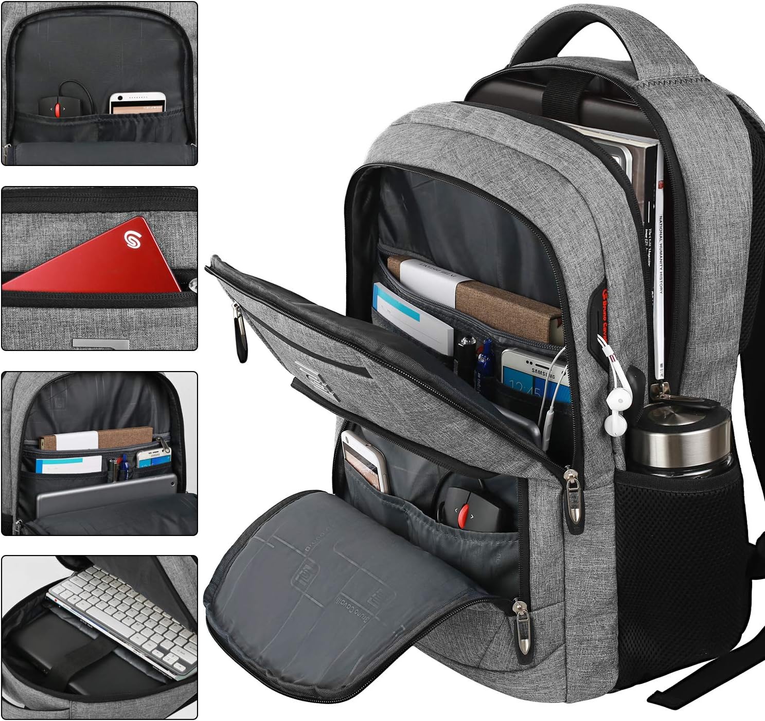 Tech Backpack for Laptops Up to 15.6 Inches with Integrated USB Power Port & Hidden Security Pocket | Polyester Daypack for College Students | Thomler