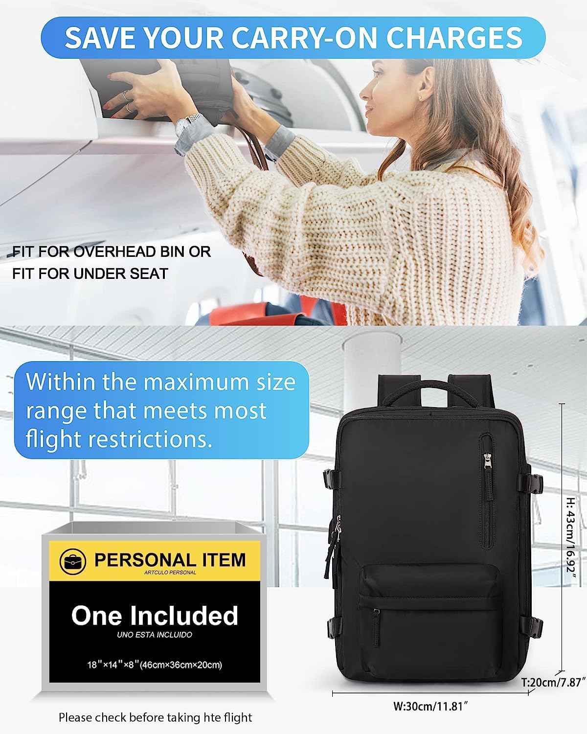 Large Travel Backpack 40L with Laptop Sleeve and Dedicated Shoe Section for Weekend Trips, Hiking & Daily Use | Thomler