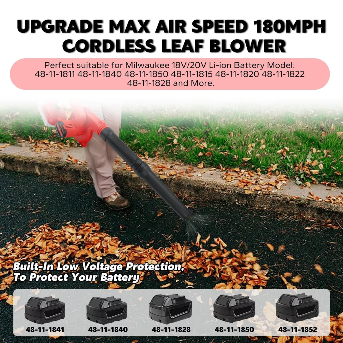 Cordless Brushless Leaf Blower & Vacuum with 18V Battery Compatibility – 6-Speed Handheld Yard Tool for Outdoor Cleaning, Indoor Dusting & | Thomler