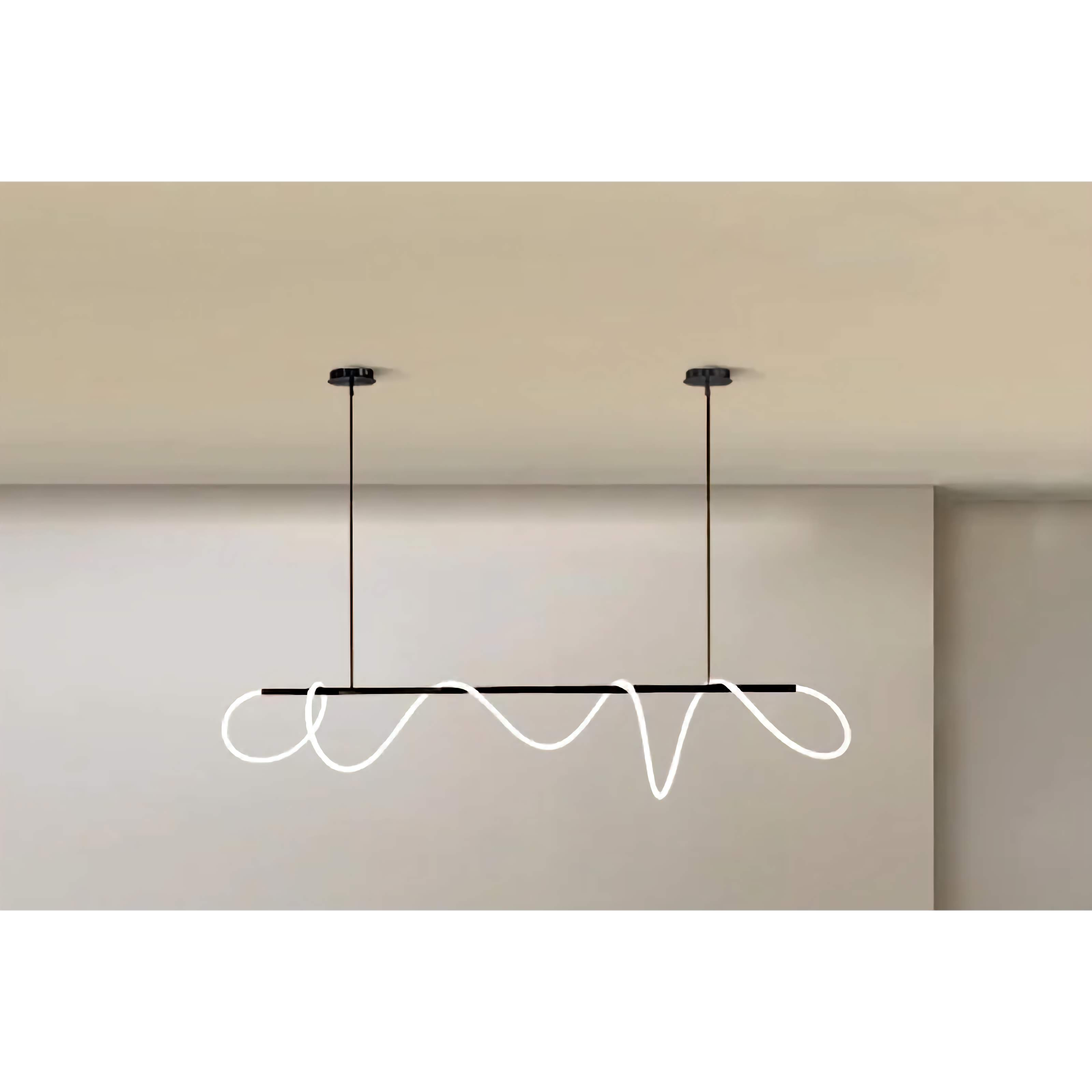 Pendant Light Copper Tube 110.0 cm Gold Dining Room LED Surface Mounted Curved Ceiling Light Minimalist Modern Fixture | Thomler