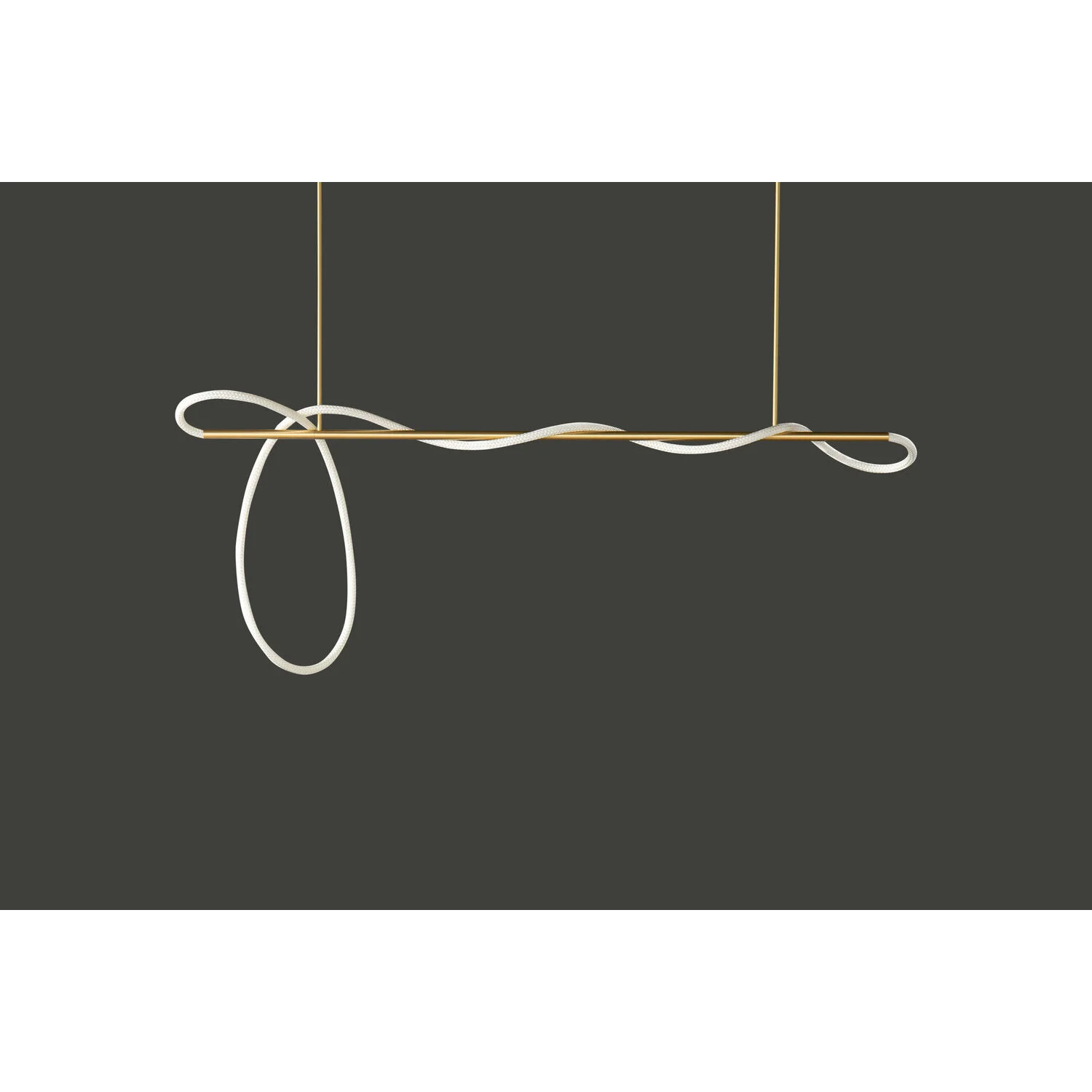 Pendant Light Copper Tube 110.0 cm Gold Dining Room LED Surface Mounted Curved Ceiling Light Minimalist Modern Fixture | Thomler