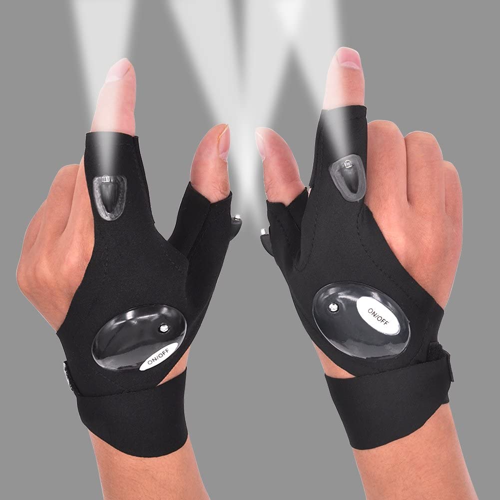 Rechargeable Work Gloves with Built-In LED Finger Lights for Mechanics, Camping, Repair & Night Tasks | Thomler